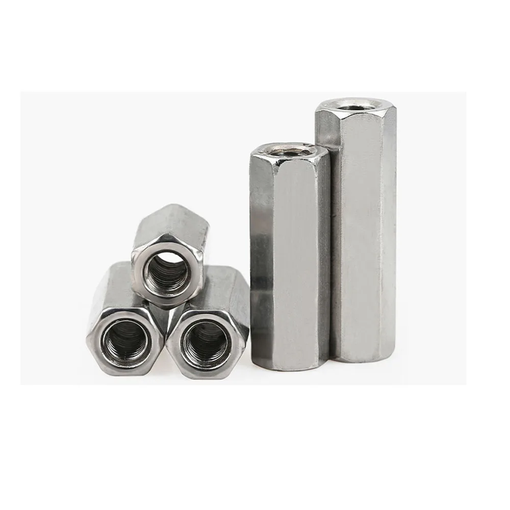 1/2/5pcs M3 M4 M5 M6 M8 M10 M12 304 Stainless Steel Hexagon Hex Extend Long Rod Coupling Nut Connector Joint Tubular Nut DIN6334