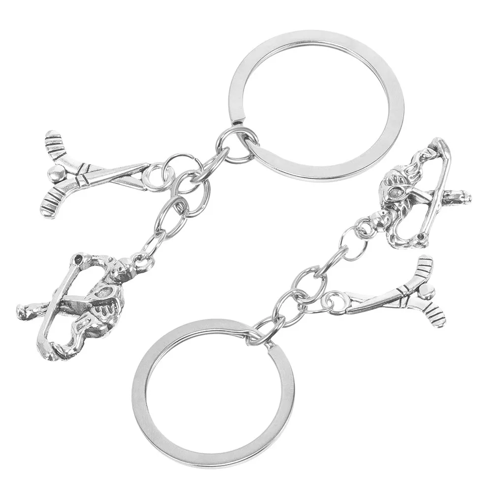 2Pcs Hockey Keychain Unique Puck Shape Zinc Alloy Keyring for Hockey Fans Team Events Birthday Gifts Sports Handbag Hanging Key
