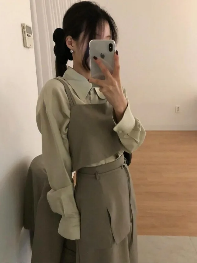 Chic Summer New Design Short Strap Vest High Waist Belted  Skirt Set Women Korean Style Regular Fit Online Exclusive