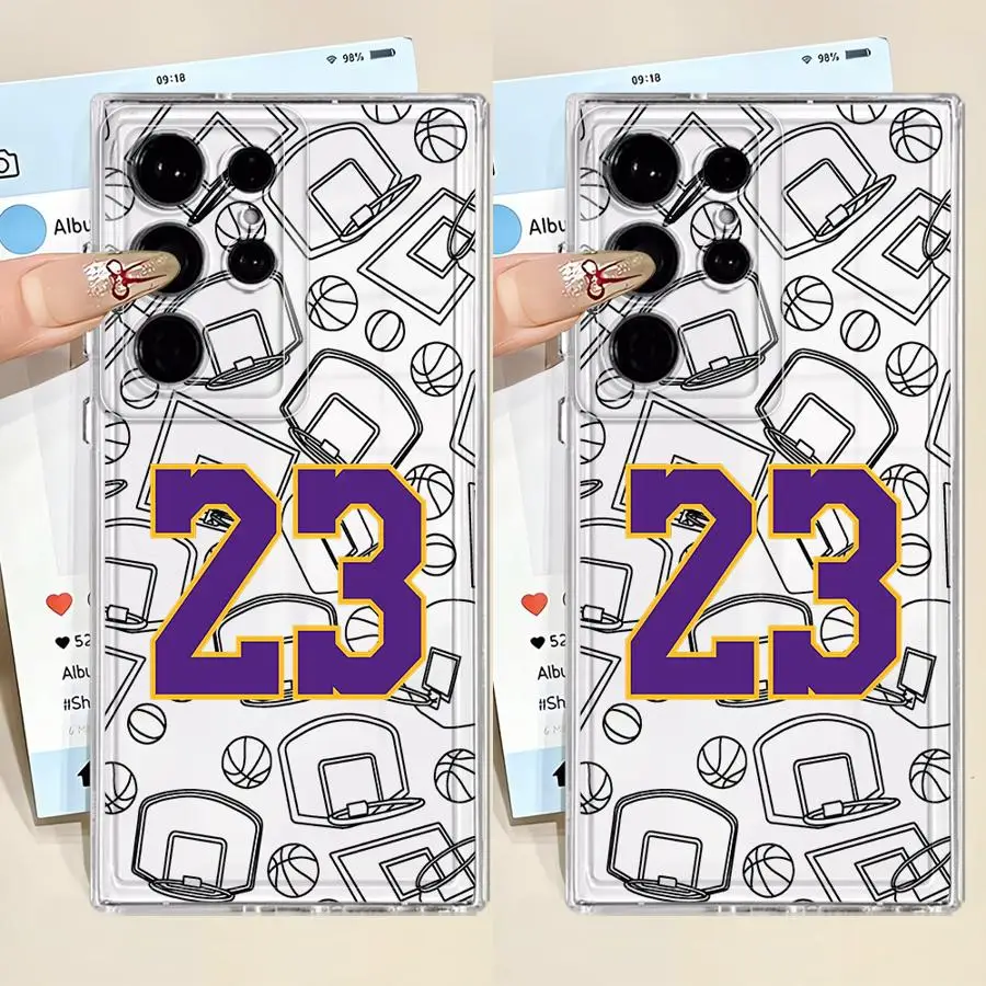 Funda para Samsung Galaxy S26 S22 FE S25 Edge S21 S23 Ultra Note 20 Ultra 10 S24 S20 Plus con Número de Baloncesto 23