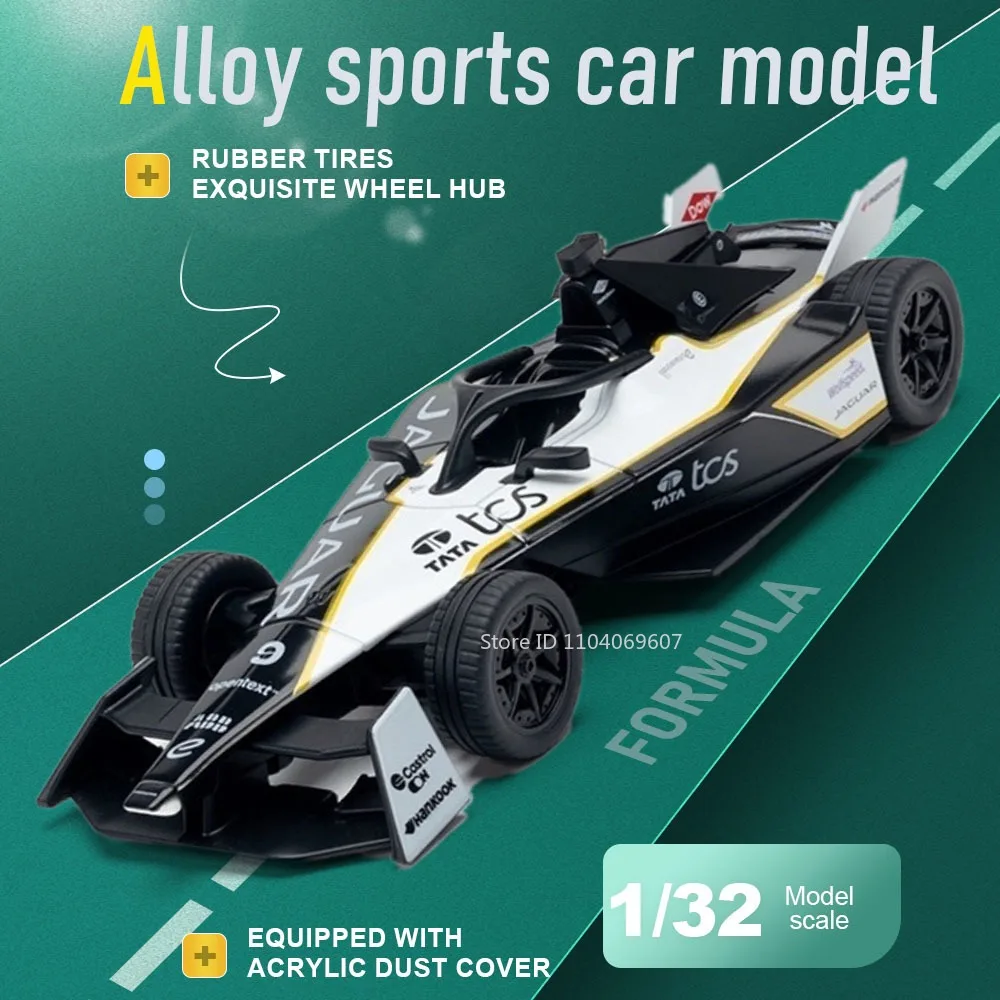 

1:32 FORMULA E Model Racing Car Toys Metal Diecast Rubber Tires with Acrylic Dust Cover Exquisite Body Ornament Supercar Models