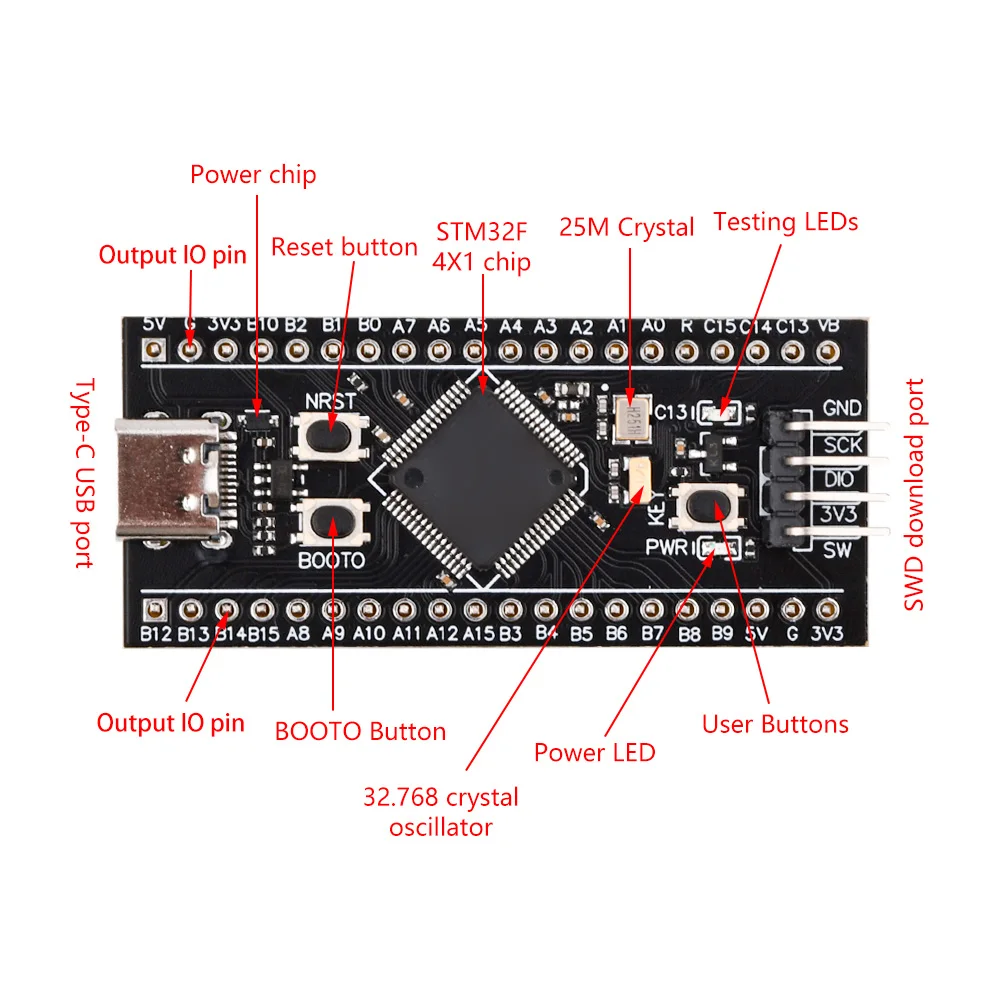 STM32F103C8T6 CH32F103C8T6 ARM STM32 الحد الأدنى من لوحة تطوير النظام STM32F401 STM32F411 + ST-LINK V2 تنزيل المبرمج