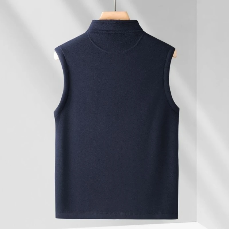 Men's Warm Vest Coat Polar Fleece Windproof Outdoor Multi Pocket Sports Sleeveless Jacket Casual Thick Letter Print Waistcoat
