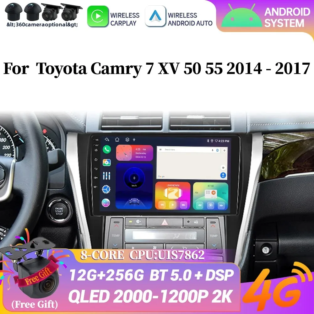 

Android 14 For Toyota Camry 7 XV 50 55 2014-2017 Car Radio Navigation Wireless Carplay 4G GPS Bluetooth Multimedia Stereo Screen