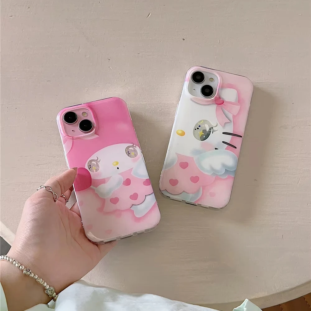 Kawaii الكرتون عيون كبيرة جراب هاتف آيفون 17 16e 16 15 14 13 12 11 برو ماكس X Xs XR XSMax 8 7 6 6s الهواء زائد ريشة الملمس