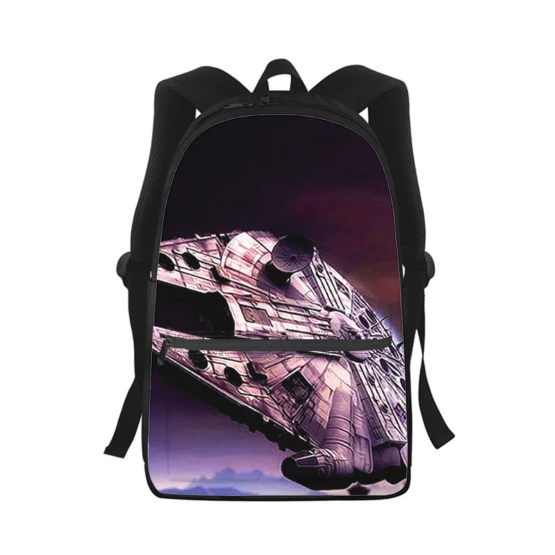 Mochila con estampado 3D de nave espacial UFO para hombre y mujer, bolso escolar de moda para estudiantes, mochila para ordenador portátil, bolso de hombro de viaje para niños