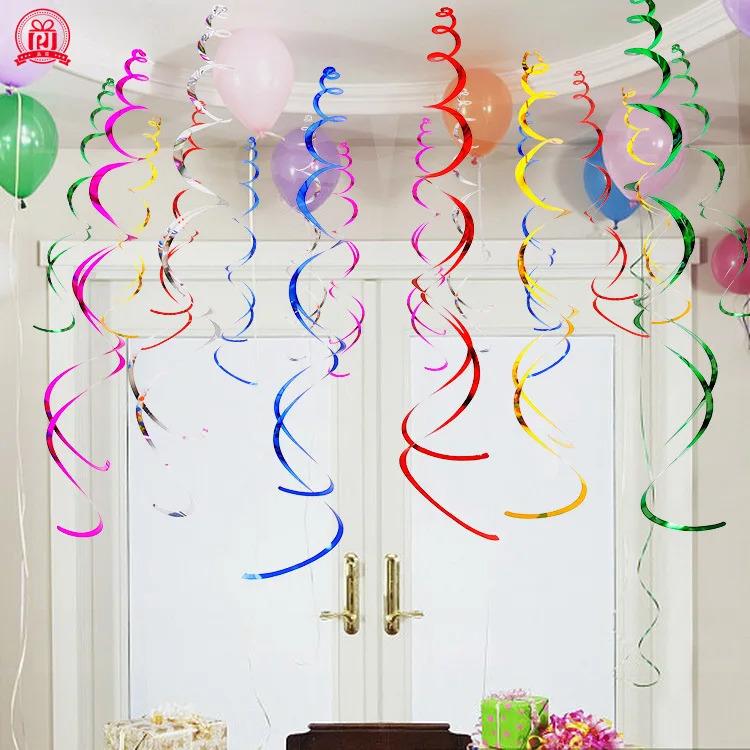 Spiral Wall Decorations PET PVC Wedding Birthday Party Confetti Streamers Spiral Bubbles Decorative Ties for Event Setup