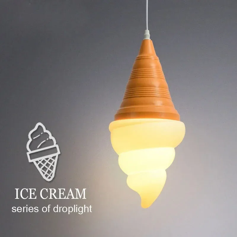 Ice Cream Cone Pendant Lights Creative Children Bedroom Bedside Hanging Lamp Kids Room Fixture Suspension Lighting Dessert Shop