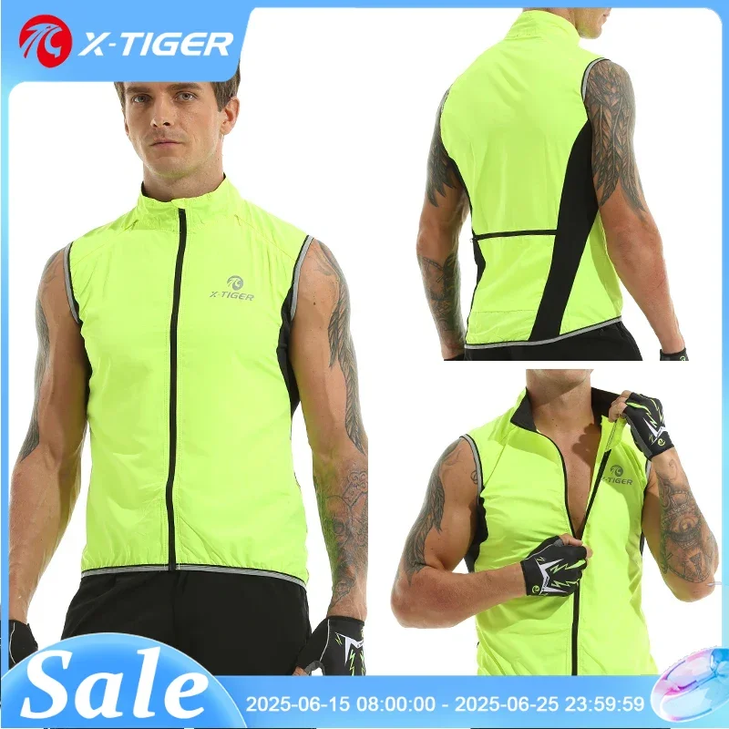 

X-TIGER Rainproof Cycling Vest Windproof MTB Bicycle Jacket Outdoor Sport Quick-Dry Rain Jacket Sleeveless Reflective Clothing
