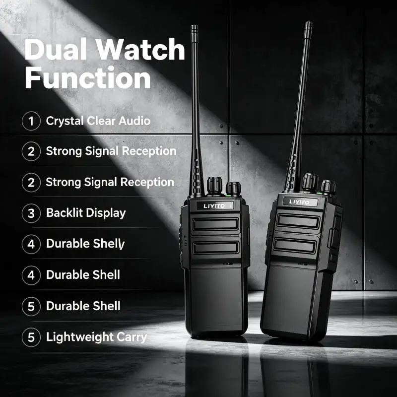 High Power UHF 400-470MHz PMR446 Walkie Talkie 16 Channels Long Range Rechargeable Waterproof Handheld Two Way Radio for Camping