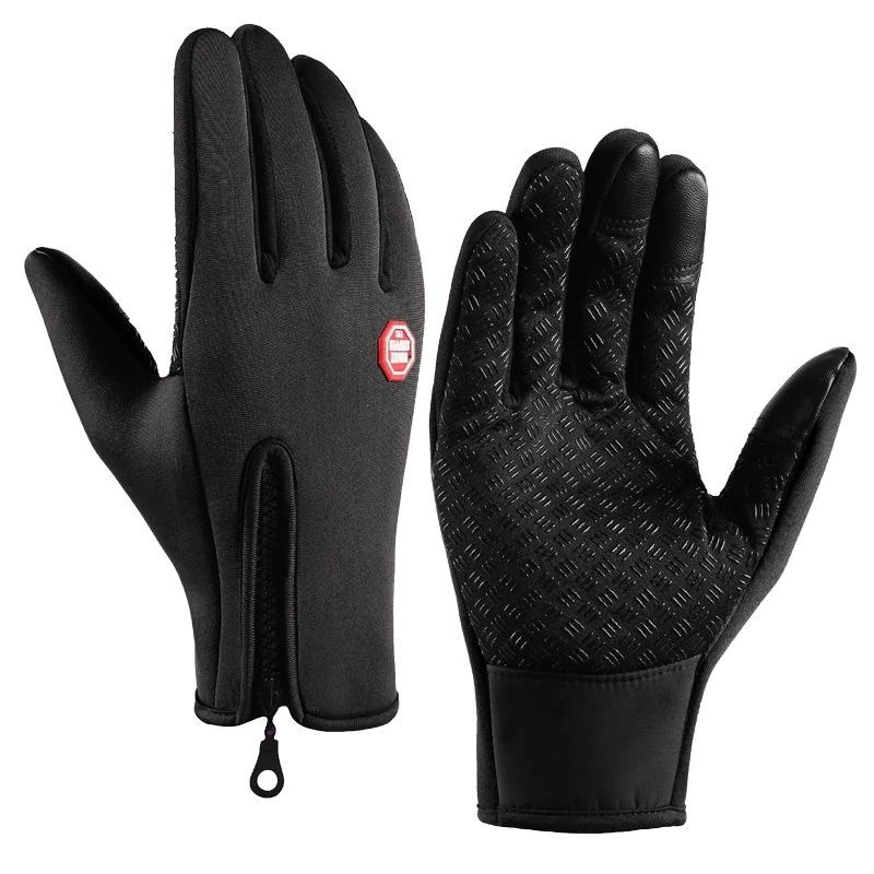 Guantes de invierno a prueba de viento para hombres, guantes fríos a prueba de agua, guantes con cremallera y cremallera