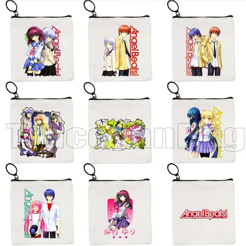 Carino Manga Angelo e Otonashi Yurippe Naoi Hinata Kanade Angel Beats Anime Regalo Ragazza Portamonete in tela Portachiavi Borsa Portafoglio