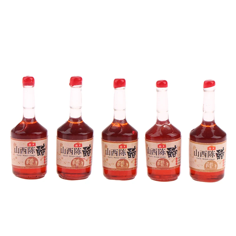 5Pcs Miniature Dollhouse Kitchen Condiment Oil Vinegar Soy Sauce Detergent Model For Dollhouse Accessories Decoration