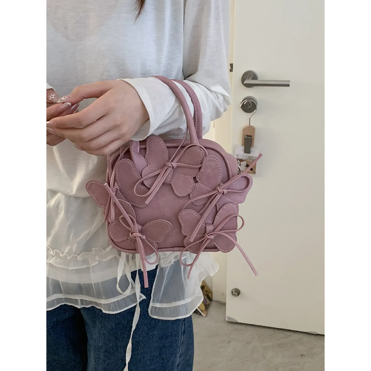 Korean Style 3d Butterfly Tote Bag 2026 New Trendy Fashion Vintage Small Square Bags Femme Casual Elegant Women's Handbag