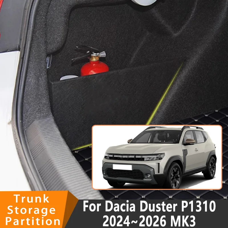 

Auto Accessories For Dacia Duster P1310 2024~2026 Car Organizer Thickening Trunk Side Partition Trunk Interior Storage Box Parts
