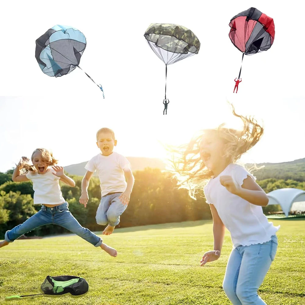 Hand Throwing Parachute Mini Figure Soldier Camo Military Party Outdoor Parachute Boys Children's Educational Flying Game Favors