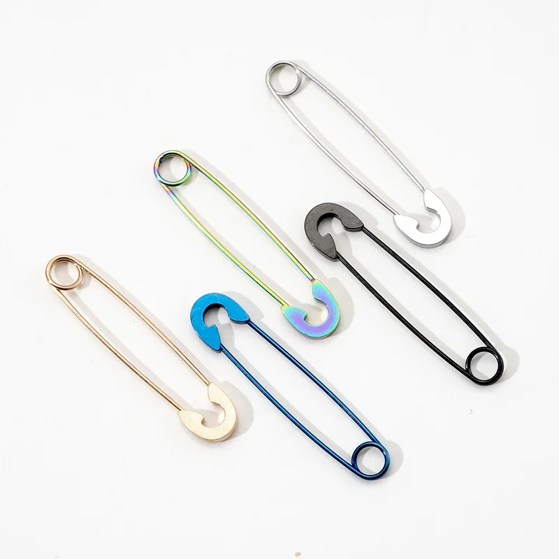 Stainless steel punk pin earrings unique design paperclip safety steel stud fashion earrings elegant women man rock piercing Ma