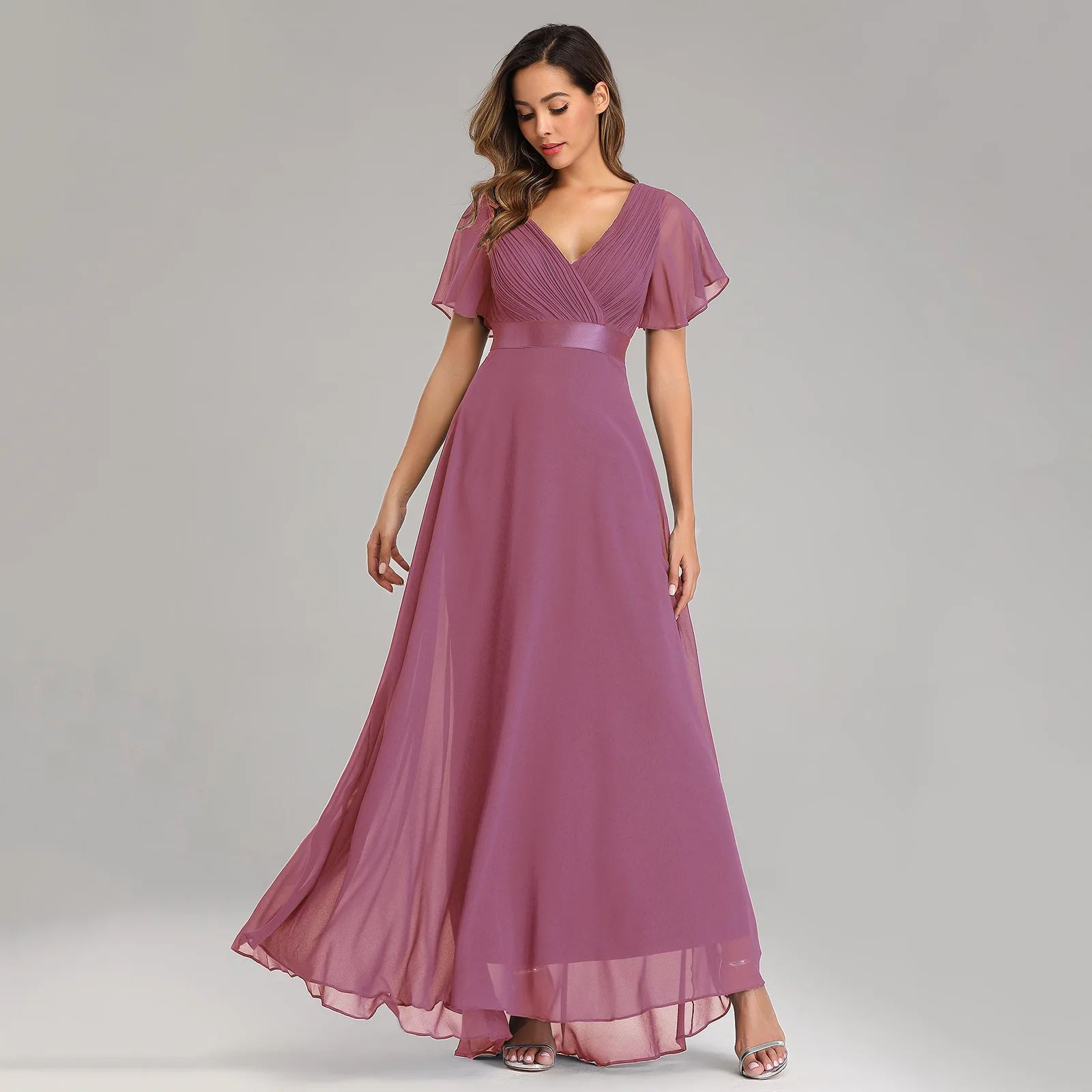 ICCLEK Plus Size Odzież damska Party Suknie wieczorowe Eleganckie i ładne sukienki damskie Szyfonowe miękkie Vestidos De Noche Tallas G