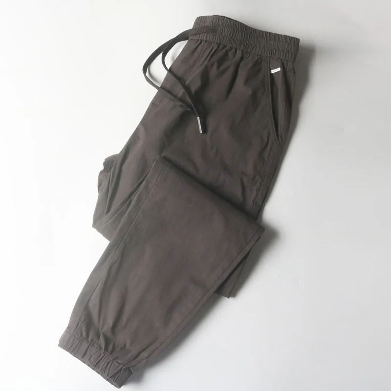 

Летние мужские повседневные хлопковые спортивные брюки свободного кроя, штаны-харланы с эластичным поясом на шнурке, дышащие, удобные, спортивные