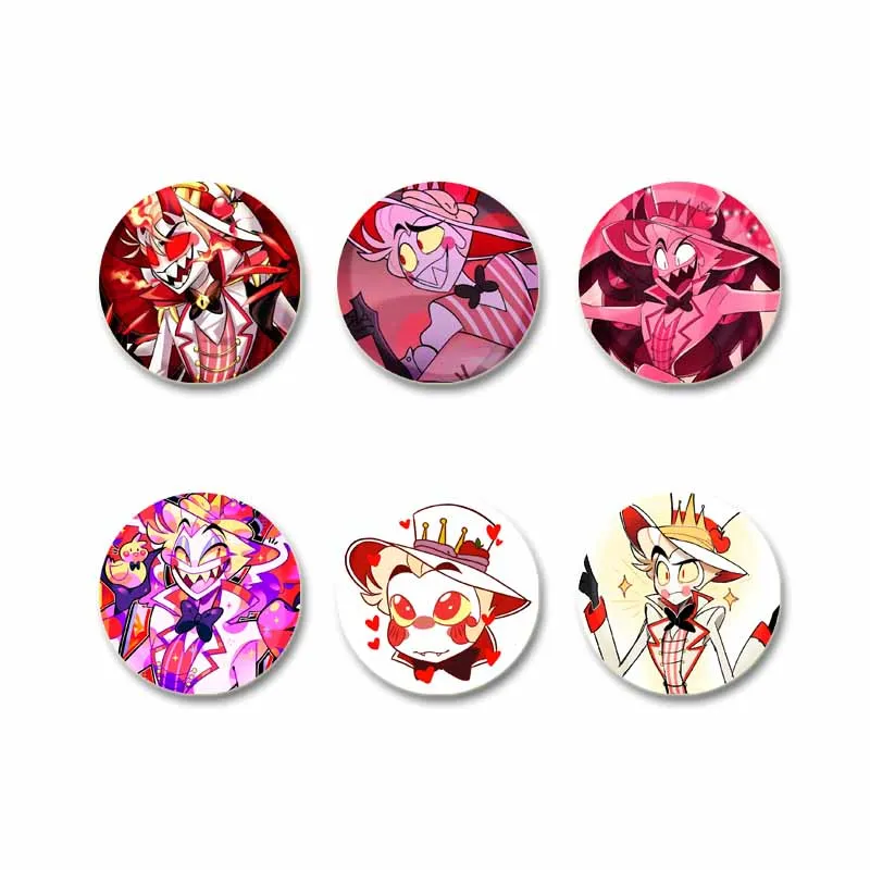 Lucifer Alastor Duckies Soft Button Pins DIY Round Snap-in Brooches Backpack Shirt Accessories