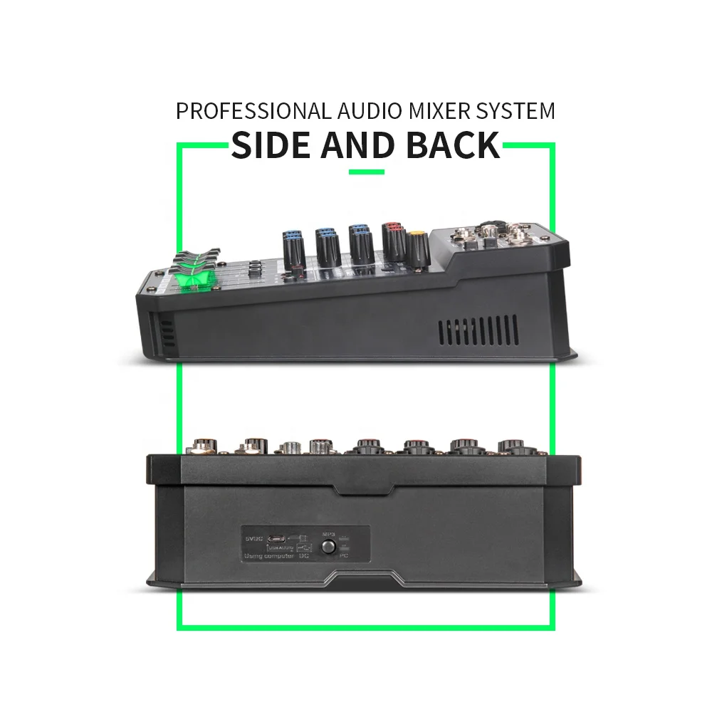 Debra X4 4-Channel Mini Digital DJ Audio Mixer Fader BT4.2 16DSP Reverb Effect 48V PC Recording Band Mixing Mini Amplifier