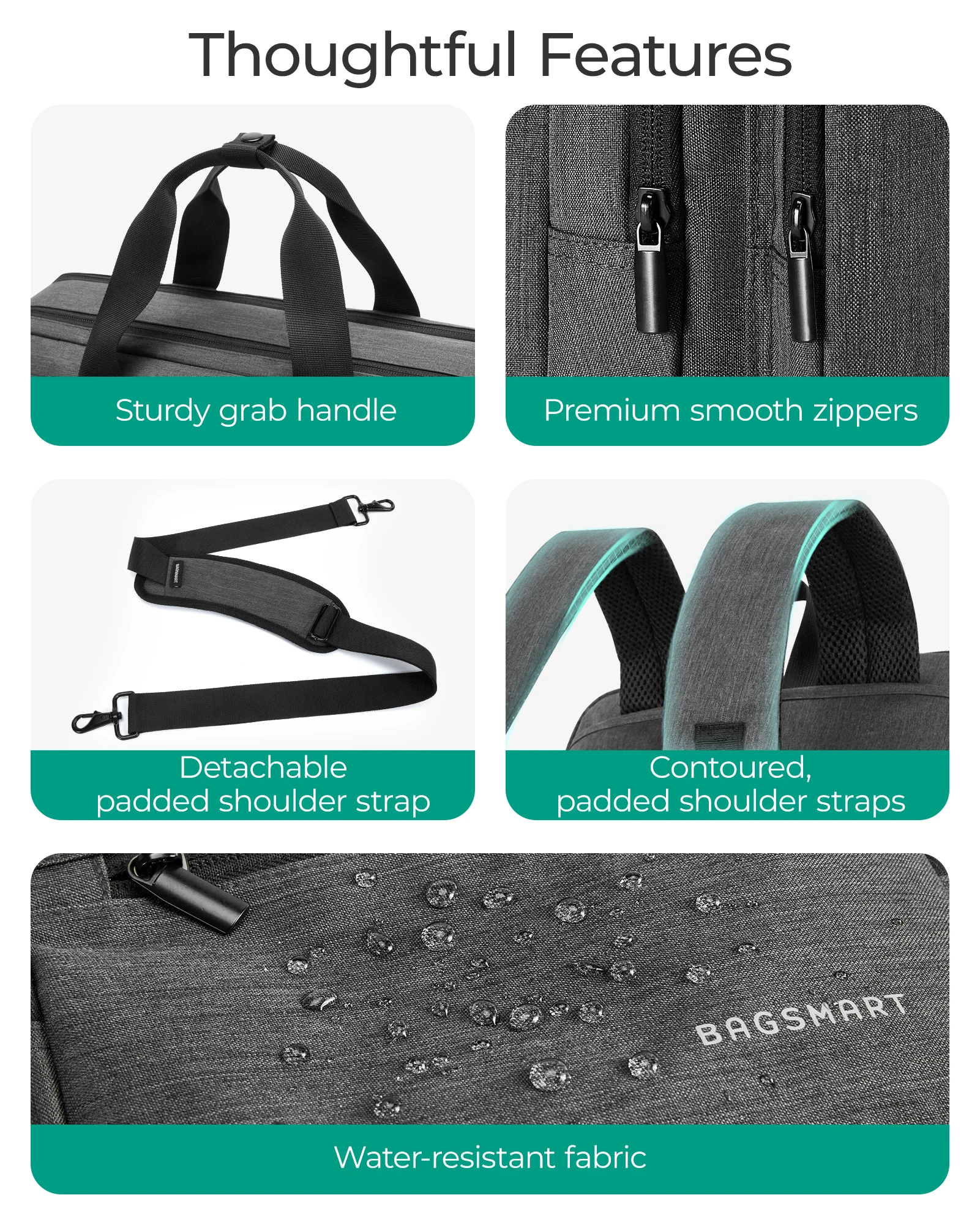 BAGSMART Laptop Bag for Men 3 In 1 Computer Briefcase 17.3 Inch Water-Repellent Notebook Cover Business Travel Office Backpack