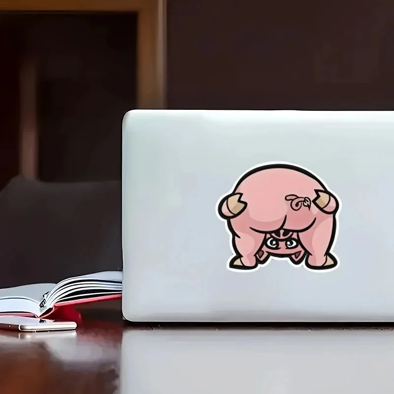 ملصق لاصق مقاوم للماء على شكل خنزير كرتوني للسيارات والشاحنات والدراجات النارية وأجهزة الكمبيوتر المحمولة والنوافذ والزجاج والجدران للاستخدام الداخلي والخارجي #4