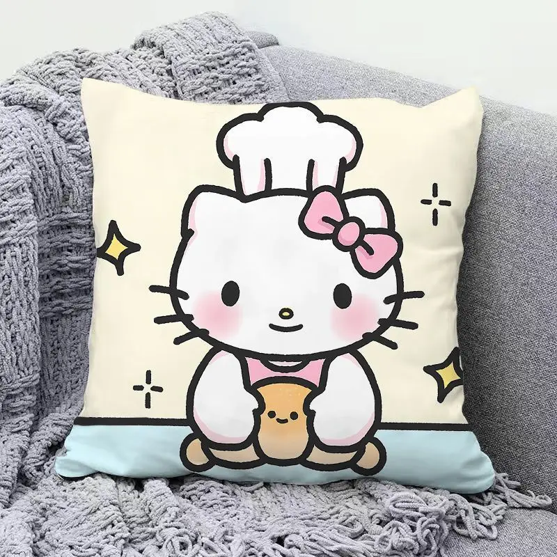 Nuovo cuscino Hello Kitty Fodera per cuscino simpatico cartone animato Cuscino decorativo a forma di cuore per ragazza per divano del soggiorno Federa per pisolino da ufficio