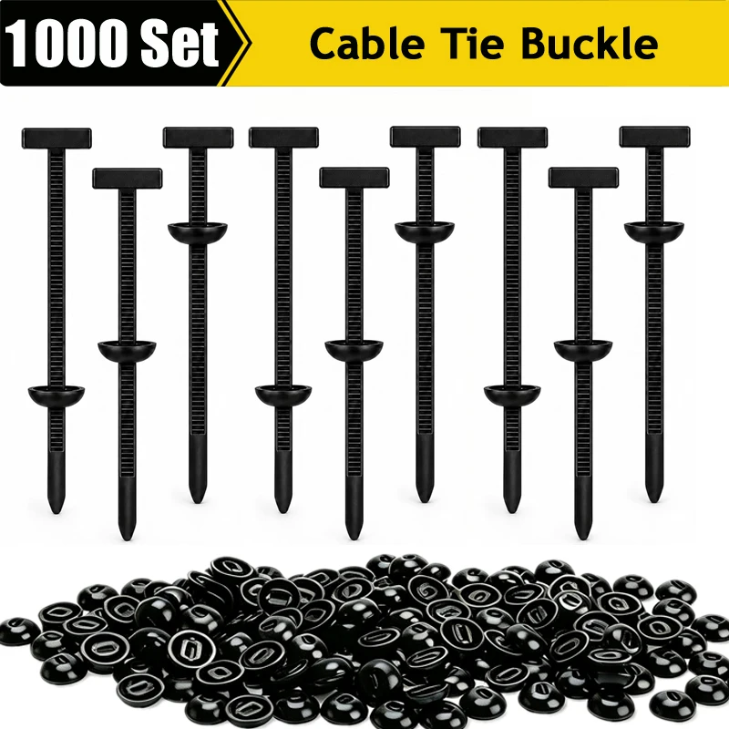 20/500/1000set Nylon Cable Tie Buckle Push Pin Zip Tie Clips Heavy Duty Self Locking UV Resistant Auto Fender Bumper Fastener