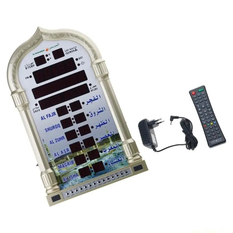 

F62C HA-4008 Цифровые светодиодные настенные часы Azan Athan Prayer для домашнего офиса, черные