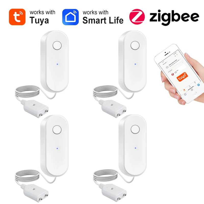 

Tuya Zigbee Water Leakage Sensor Kitchen Flood Detector Smart Life APP Home Security Overflow Detector Work With Zigbee Gateway