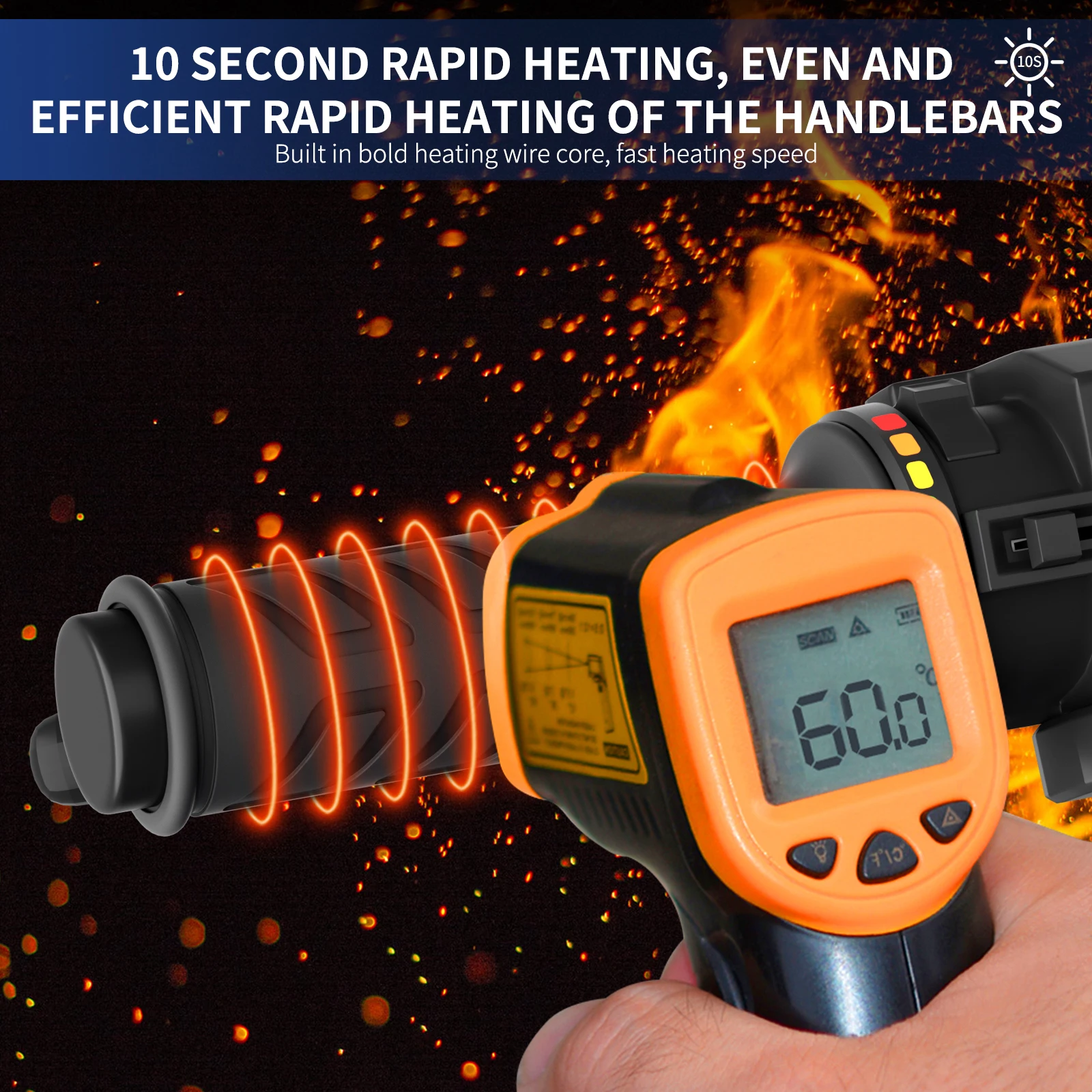 

12 В 22 мм мотоциклетные ручки с подогревом, 5-ступенчатая регулируемая температура, электрическая ручка с подогревом, универсальные мотоциклетные ручки с подогревом