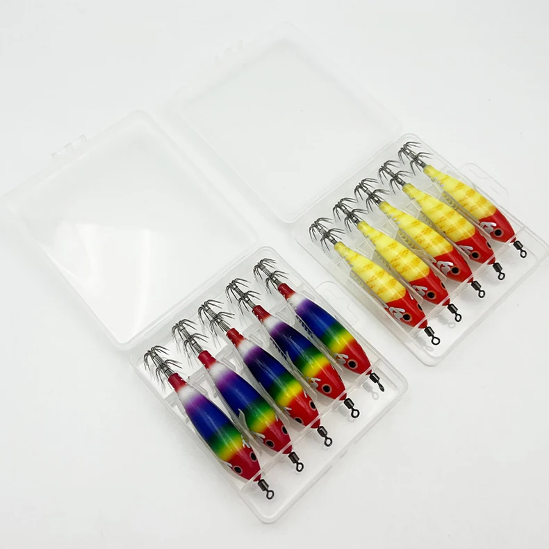 ShareShark 5 Stück/Box Leuchtendes Horizontales Garnelen-Lasermuster Hartköder-Set, geeignet für Meeresangeln auf Tintenfische und Oktopus. – Detail 6