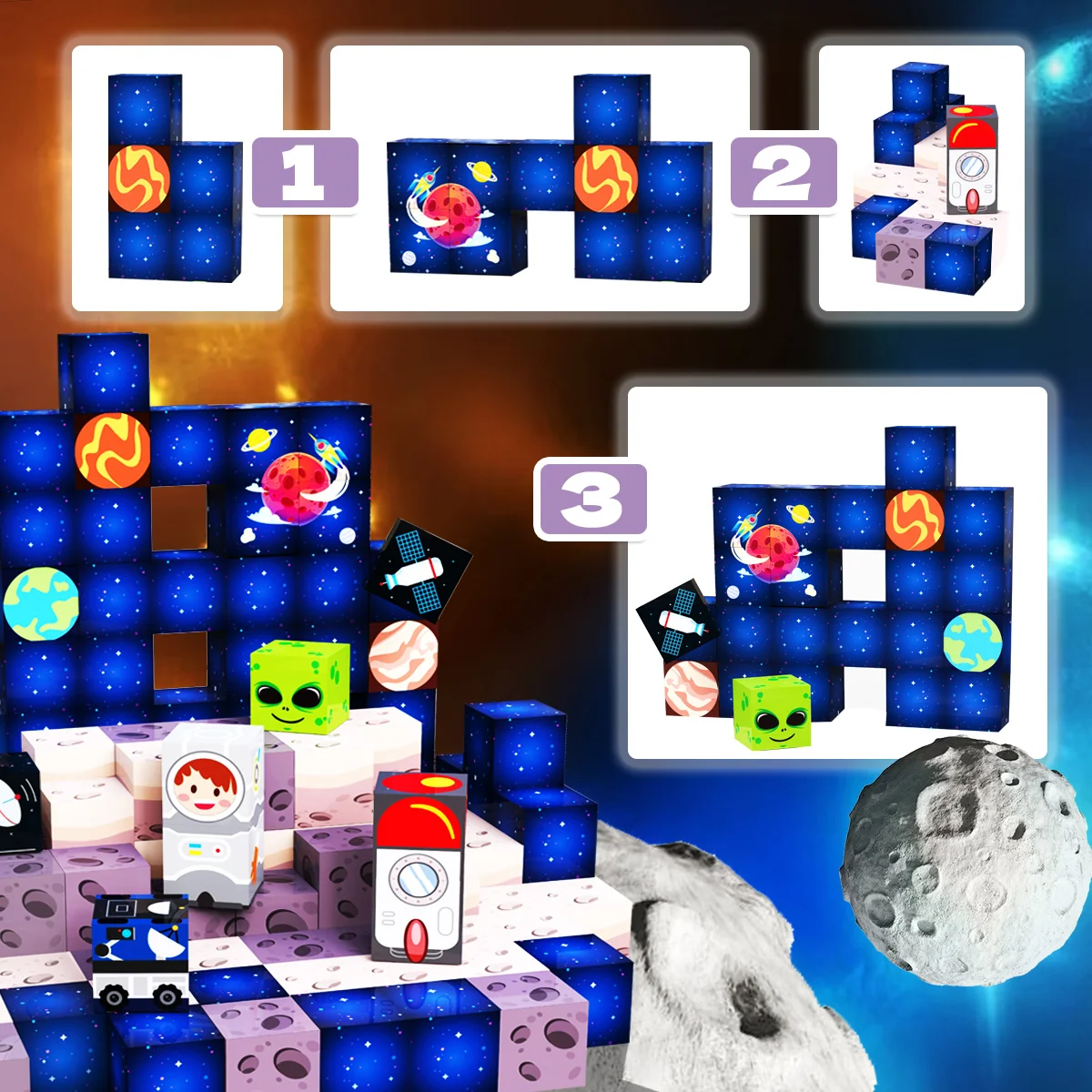 Magnetyczne klocki konstrukcyjne, zestaw magnetycznych klocków konstrukcyjnych do nauczania w klasie, zabawka edukacyjna STEM, prezenty na Boże Narodzenie, Halloween