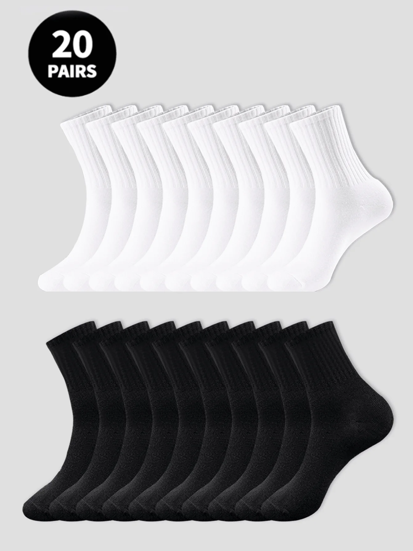 

6pcs/12pcs/18pcs/30pcs/40pcs Black & White Thick Men's Winter Socks, Fashion Casual Comfortable, Odor-Resistant, Suitable For Ou