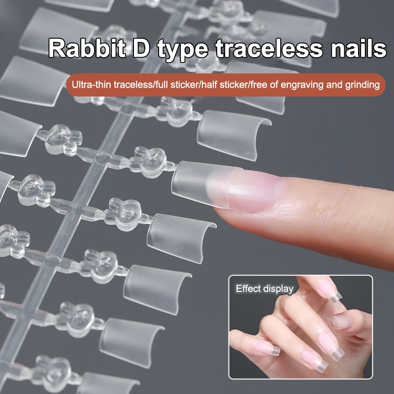 240/300Pcs Half Cover Almond Fake Nails Half Matte Pre Buff Acrylic Nails Ellipse Trapezoid Shape Gel Nail Tips Nail Extension