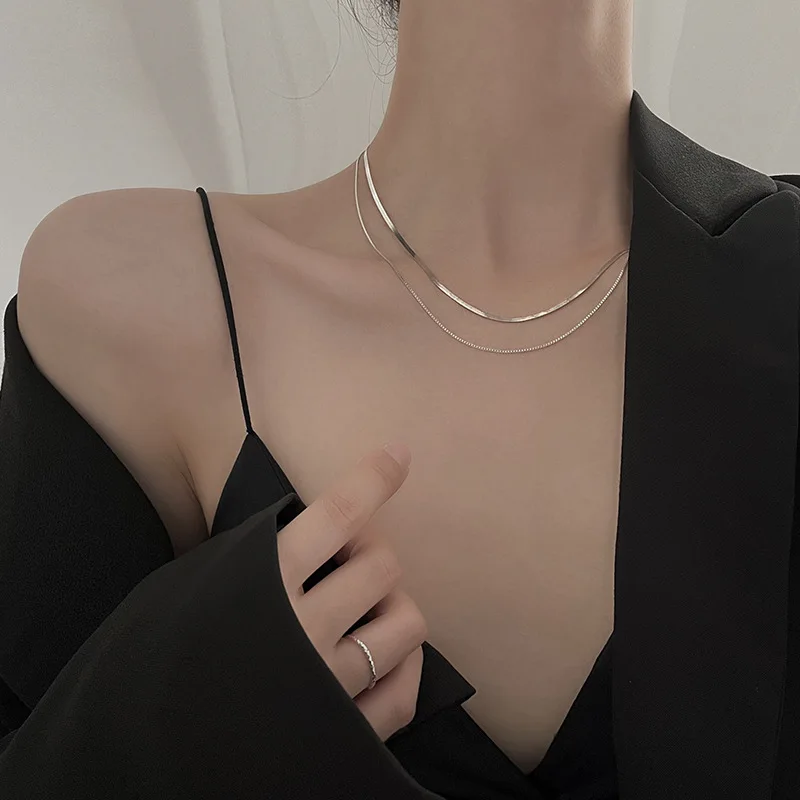 Double-Layer Twin Necklace Women's Summer Light Luxury Elegant Snake Bones Chain Special-Interest Design Chain Simple