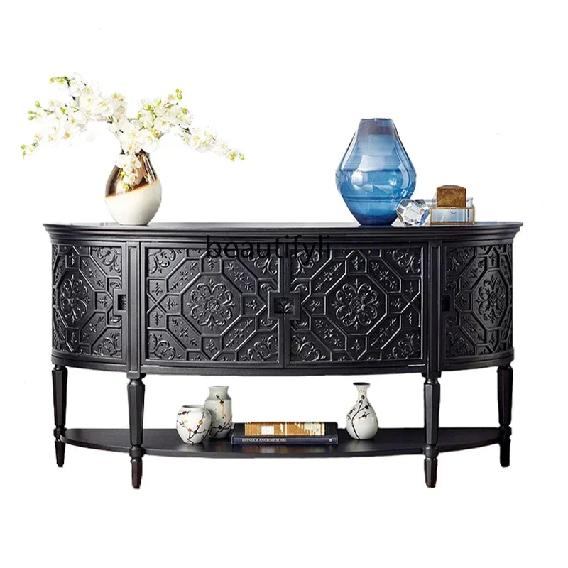 

53French-style entrance cabinet household retro wall partition cabinet locker small apartment living room cabinet