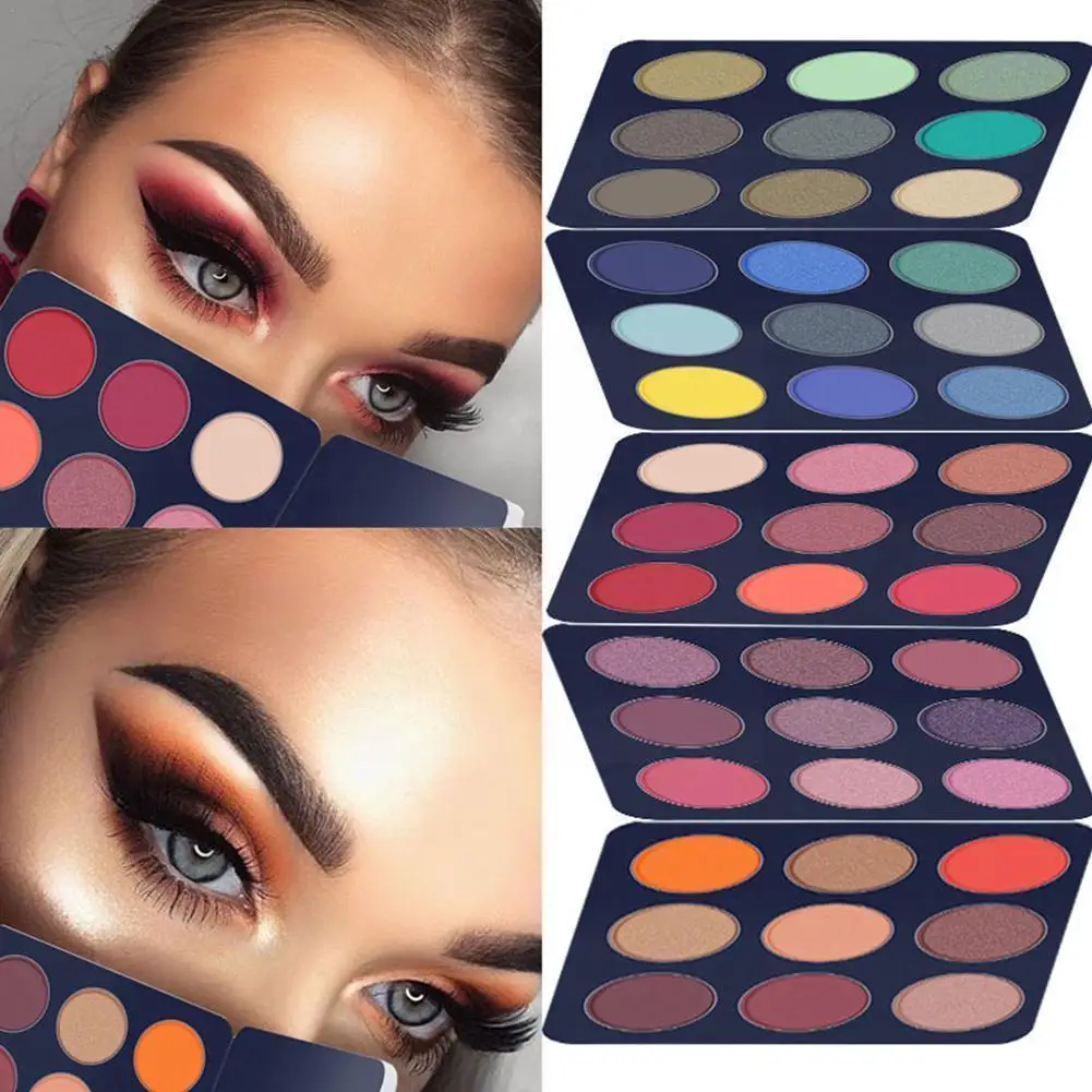 Beauty glazurowany 9 kolor makijaż cień do powiek Pallete brokat Makeup matowy cień do powiek paleta Pigment wodoodporny paleta brokat U7h6