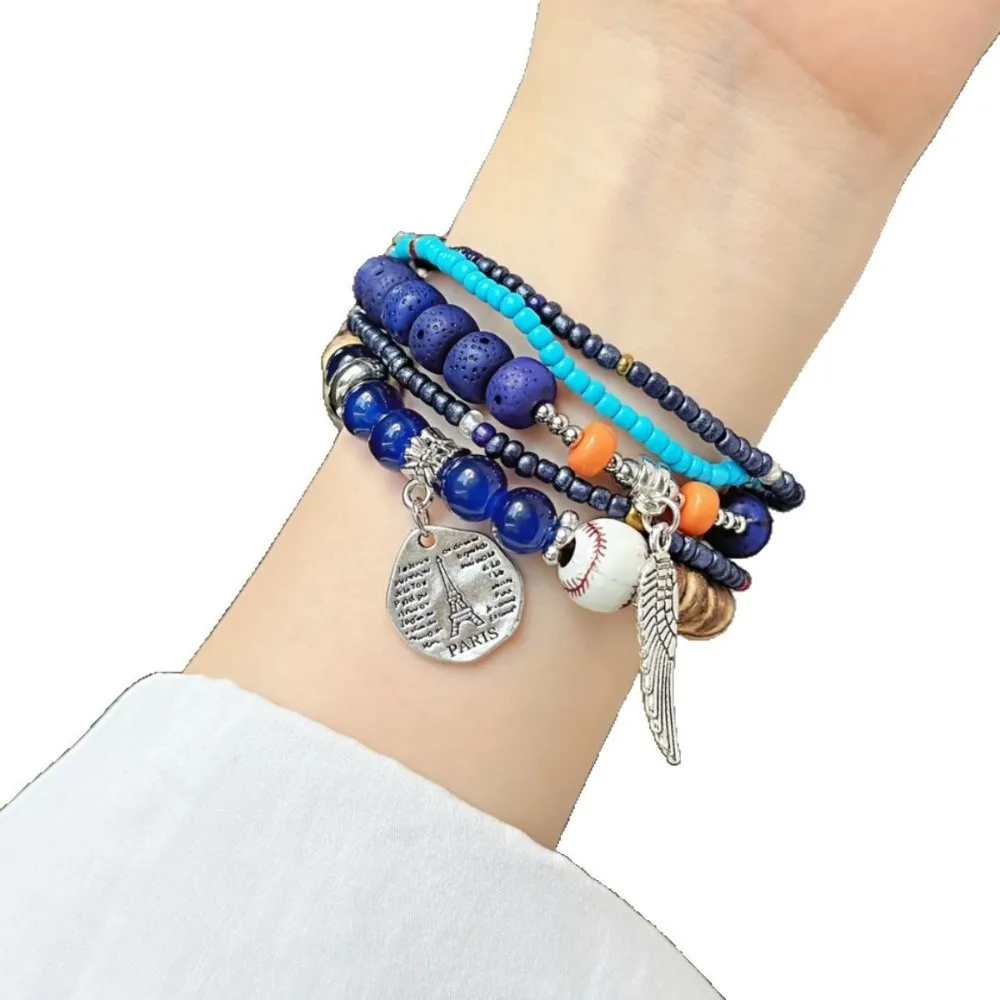 Beaded Watch Band for Apple 38-49mm Tassels Charm Elastic Beaded Band Wristband Beads Watch Chain for iwatch SE Ultra