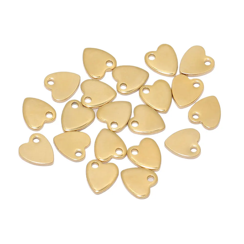 

20pcs Stainless Steel Carved Smooth Heart Pendants Necklaces Findings Bracelets Charms DIY Jewelry Gifts Accessories Supplies