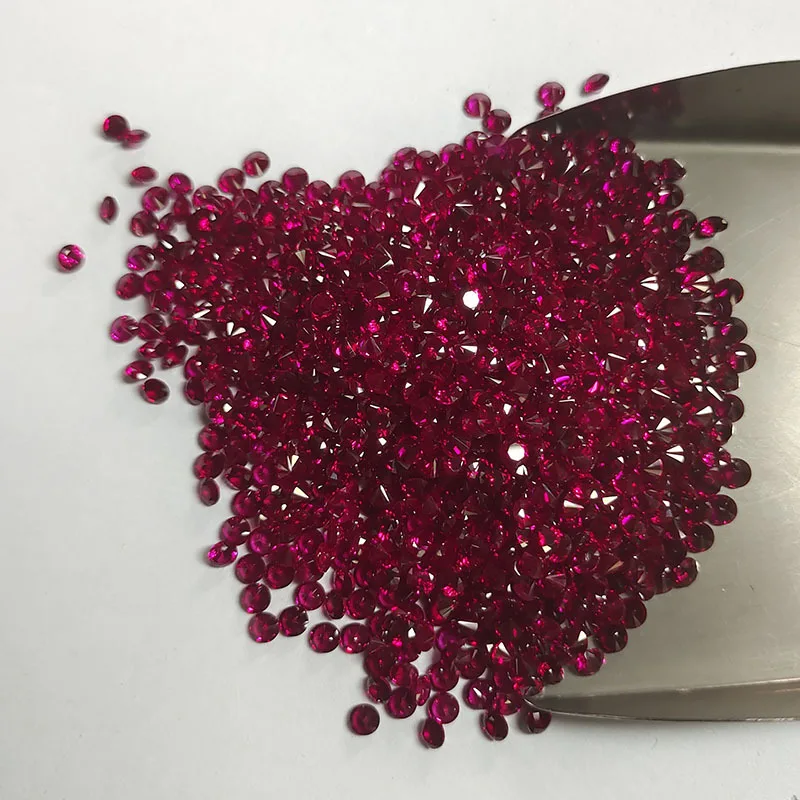 

Small Size Red Ruby Round Cut Glows Under UV Light Mohs Hardness Gems for Jewelry Making DIY Stone