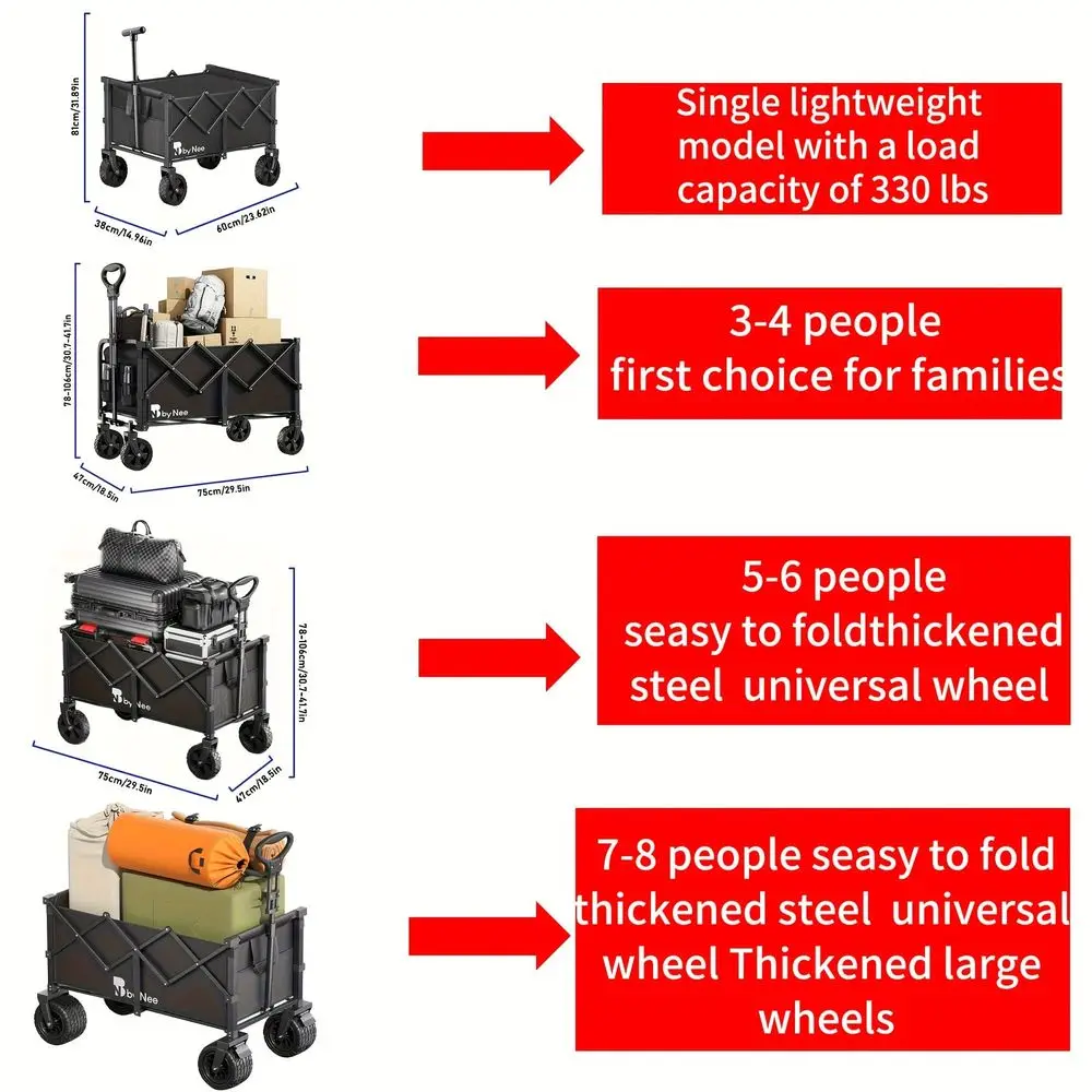 

330650 Lbs Large Capacity Camping Shopping Cart, AllTerrain Folding Handcart, MultiFunctional Camping, Gardening, Beach Shoppin