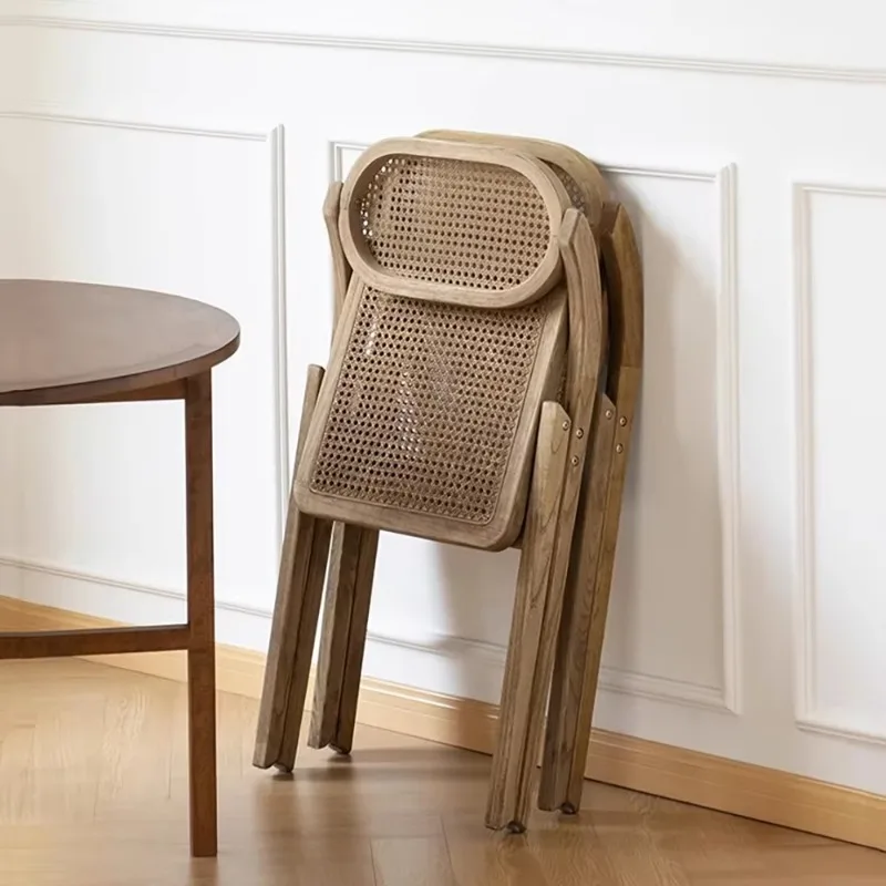 Dining Chairs Set Of 2 Retro Mid Century Kitchen Folding Dining Chairs Aesthetic Rattan Chaise Pliante Kitchen Furniture