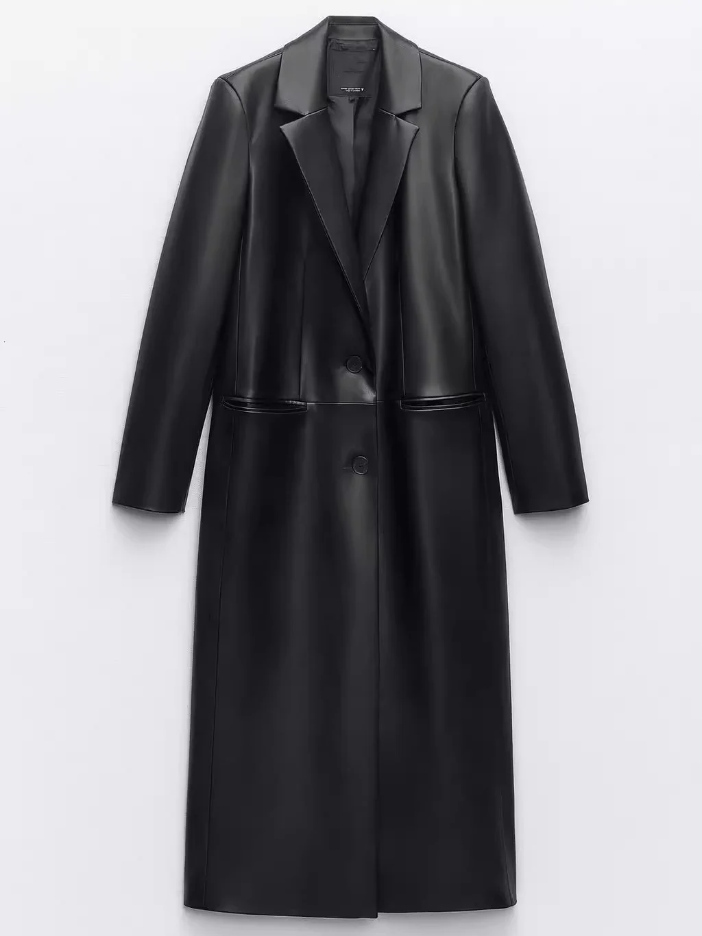 Bla Long Lapel Faux Leather Coat Women's Commute Sle Outerwear Autumn Winter New Arrival Ele Straight Cut PU Material