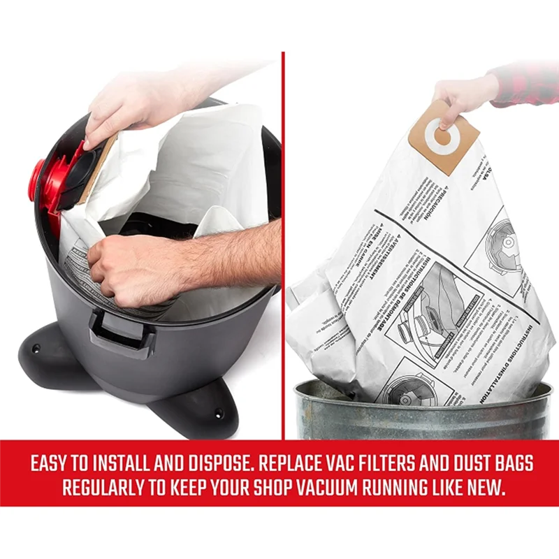 

Classy-12PCS Universal Dry Vac Dust Bag 10 To 14 Gallon Vacuum Cleaners For Shop Vac 10-14 Gallon Ridgid VF Dust Bags