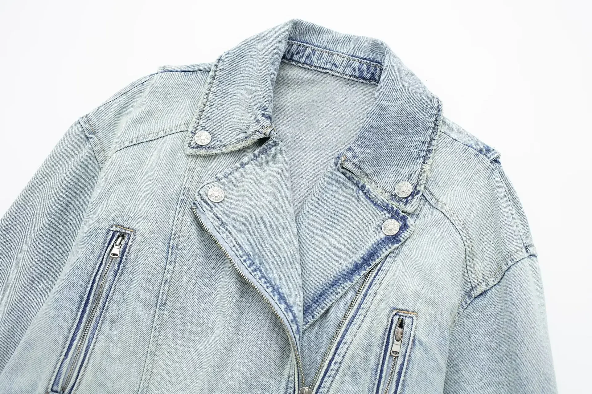 Hellblaue Jeans Frauen coole Mädchen Kleidung weiblichen Reiß verschluss täglich lässig Frühling Arbeit tragen Jacke heißen Mädchen Jeans mantel