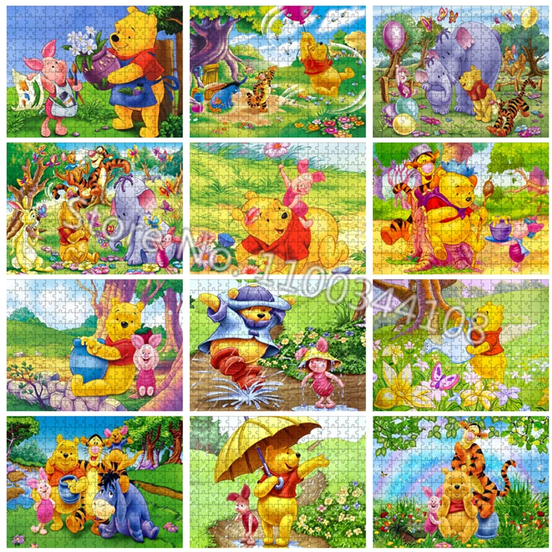 

300/500/1000 Pieces Jigsaw Puzzles Winnie The Pooh Puzzle Cartoon Disney Papers Diy Educational Intellectual Gifts for Children