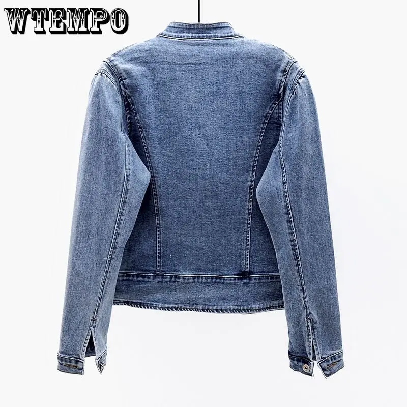 Short Denim Jacket Vintage Chinoiserie Embroidered Stretch Jacket Women\'s Spring and Autumn All Match Fashion Harajuku Slim Tops