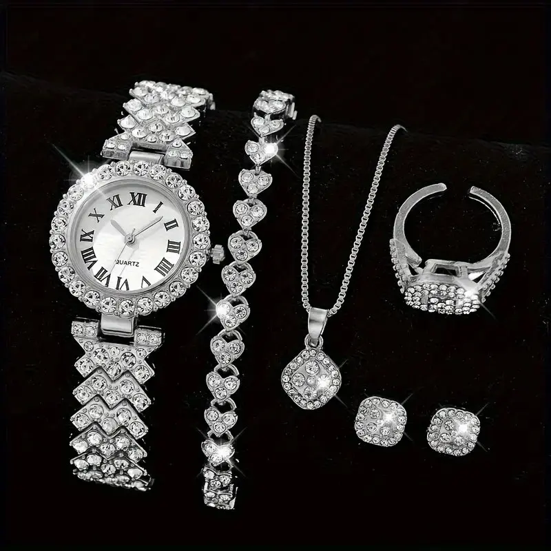 6-piece ladies' elegant quartz watch and minimalist accessory set for daily wear, holidays, and gifts for friends and family